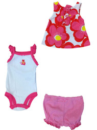 Infant Girls Pink Yellow Daisy Floral Ladybug Outfit 3 Piece Outfit