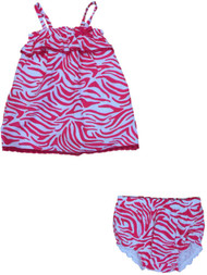 Infant Girls Pink & White Zebra Dress & Tiger Diaper Cover 2 PC Outfit