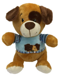 Linzy Toys Plush Tan & Brown 9" Puppy Dog Stuffed Animal Pal With Spot On Eye