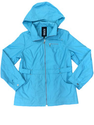 Details Womens Aqua Lightweight Removable Hood Windbreaker Jacket Trench Coat