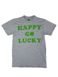 Mens Heather Gray Happy Go Lucky St. Patrick's Day T-Shirt