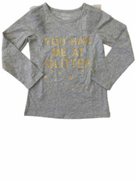 Girls You Had Me At Glitter Gray & Gold Tee Shirt Girls Long Sleeved T-Shirt