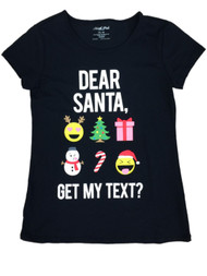 Girls Did Santa Get My Text Tee Shirt Girls Emoji Holiday Christmas T-Shirt