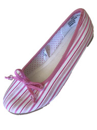 Girls Pink & White Canvas Ballet Shoes Flats