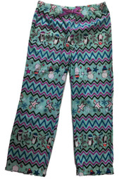 Girls Blue Gingerbread Man Tribal Print Sleep Pant Snowman Pajama Bottoms