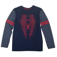 Spider-Man Marvel Boys Navy/Gray Graphic Tee Long Sleeve T-Shirt