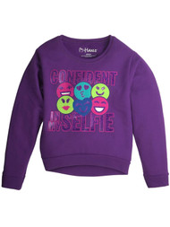 Girls Green Purple Glitter Confident In My Selfie Sweatshirt Sweat Shirt