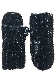 Womens Minky Soft Knit Mittens Black Speckle