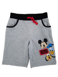 Disney Little Boys Heather Gray Mickey Donald Goofy Pull-On Shorts