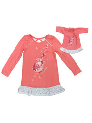 American Girl Girls Peach Guitar Nightgown & Doll Gown Set Sing Your Story 5-6