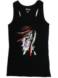 Womens Black #14 Tony Stewart Nascar Racing Tank Top Tee Shirt T-Shirt