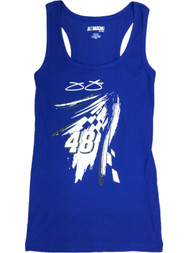 Womens Blue #48 Jimmie Johnson Nascar Racing Tank Top Tee Shirt T-Shirt