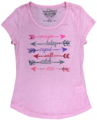 Womens Pink Maybe Cupid Will Catch Me Arrow Tribal Tee Shirt T-Shirt