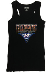 Womens Black #14 Tony Stewart Genuine Speed Nascar Racing Tank Top T-Shirt