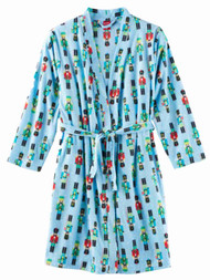 Little Boys Blue Fleece Nutcracker Bath Robe Christmas Holiday Housecoat 4