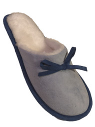 Womens Blue Slide On Slippers Bow Front Scufs House Shoes 6