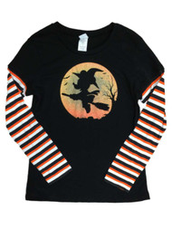 Disney Junior Womens Black Minnie Mouse Witch T-Shirt Halloween Shirt