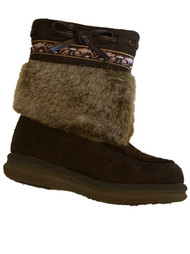 Toddler Girls Brown Faux Suede Boots Faux Fur Trim 6.5