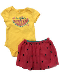 Infant Girls Super Sweet Baby Outfit Watermelon Bodysuit & Tutu Skirt Set