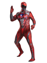 Mens Power Rangers Costume Red Ranger Suit Leotard Bodysuit