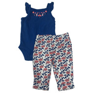 Carters Infant Girls Baby Outfit Blue Tank Top Bodysuit & Floral Leggings Set