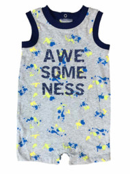 Infant Boys Gray Awesome Ness Tank Top Bodysuit Baby Outfit Blue Creeper