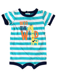 Infant Boys Into The Wild Bodysuit Baby Outfit Blue Stripe Giraffe Romper