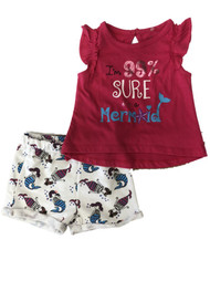 Infant Girls Pink I'm 99% Sure I'm A Mermaid Baby Outfit Shorts & Shirt Set