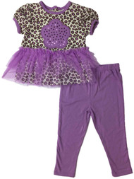 Infant Girls Purple Brown Ruffle Leopard Outfit 2 Piece Cheetah Outfit