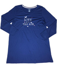 Womens Navy Love Is In The Air Nightgown Butterfly 3/4 Length Sleep Shirt