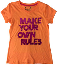 Girls Neon Orange & Pink Make Your Own Rules Inspirational Tee Shirt T-Shirt