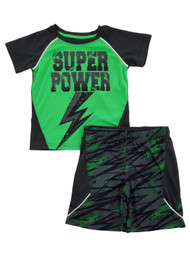 Infant & Toddler Boys Green/Dark Gray Super Power T-Shirt & Shorts Set