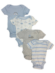 Infant Boys 4pc D Is For Dinosaur Bodysuits Baby Outfit Blue Dino Creepers