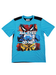 Marvel Boys Blue/Black All Eyes On Me Spider-Man Iron Man Capt America Shirt