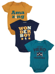 Infant Boys 3pc Superhero Bodysuits Baby Outfit Wonder Boy Little Hero Creepers