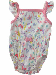 Infant Girls White Pink & Purple Floral Butterfly Baby Romper Bodysuit Outfit