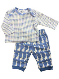 Infant Boys Blue Giraffe Baby Outfit 2 pc Animal Themed Shirt & Pants Set
