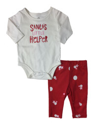 Infant Girls Santas Little Helper Christmas Outfit Holiday 2 Piece Set