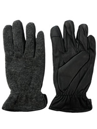 Dockers Intellitouch Mens Black Leather & Wool Text & Tech Touchscreen Gloves