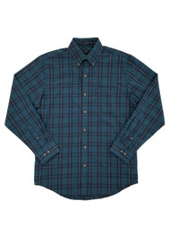 Mens Teal & Navy Blue Blazer Plaid Button-Front Shirt