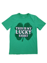 Boys Green This Is My Lucky Shirt Four Leaf Clover St. Patrick's Day T-Shirt