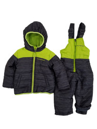 Infant Boys 2-Piece Charcoal & Lime Heayweight Coat & Snow Bibs Snowsuit Set