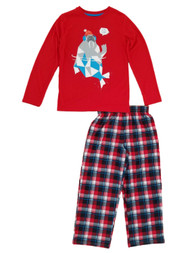 Boys 2-Piece Red & Plaid Stay Cool Walrus Sleepwear Pajama Set