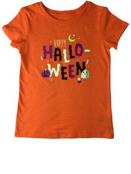 Infant & Toddler Girls Orange Happy Halloween Ghost Pumpkin Candy Corn Tee Shirt