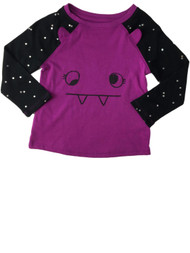 Infant & Toddler Girls Black & Purple Vampire Bat Glitter Halloween Tee Shirt