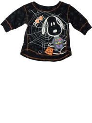 Infant Toddler Girls Peanuts Snoopy Spider Web Boo Halloween Skeleton Tee Shirt