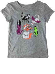 Infant Toddler Girls Kitten Mummy Skeleton Ghost  Bat Frankenstein Kitty Cat Tee Shirt
