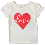 Infant & Toddler Girls White & Red Love Heart Valentines Day T-Shirt