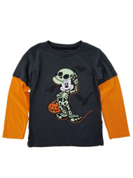 Disney Infant & Toddler Boys Mickey Mouse Skeleton Halloween Long Sleeve Shirt