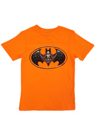 Batman DC Comics Boys Orange Skeleton Bat Symbol Halloween T-Shirt